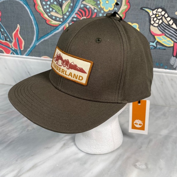 NEW Timberland Baseball Cap Men's Brown Patch Logo Graphic Snapback Six Panel - Picture 1 of 12